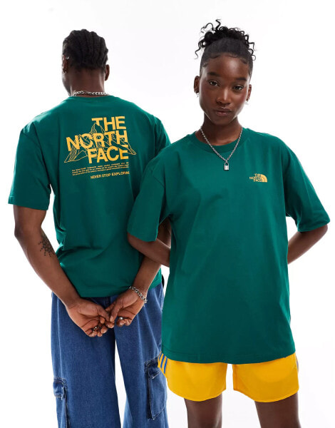 The North Face Mountain Sketch backprint oversized t-shirt in green