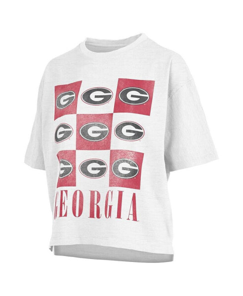 Women's White Distressed Georgia Bulldogs Motley Crew Andy Waist Length Oversized T-shirt