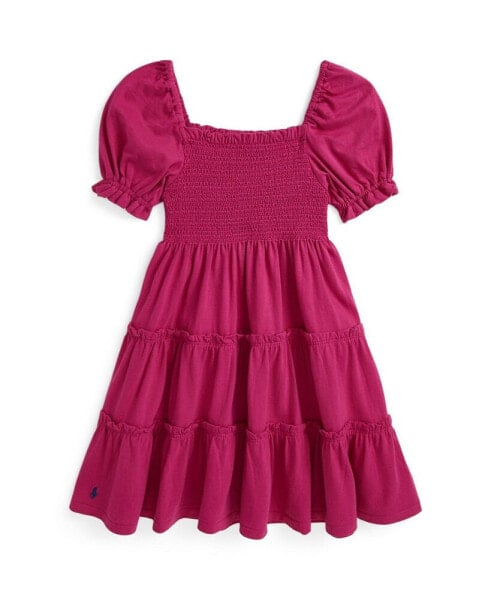 Toddler and Little Girls Smocked Cotton Jersey Dress