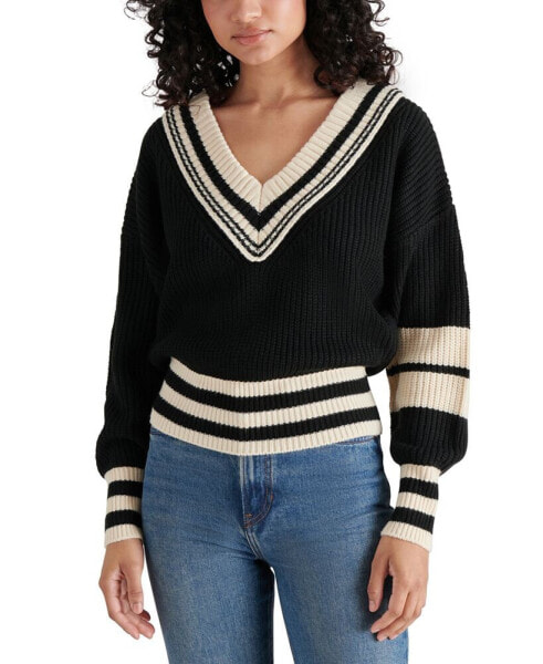 Women's Jen V-Neck Tipping-Detail Sweater