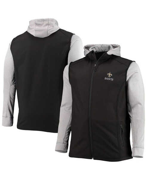 Men's Black and Gray New Orleans Saints Big and Tall Alpha Full-Zip Hoodie Jacket