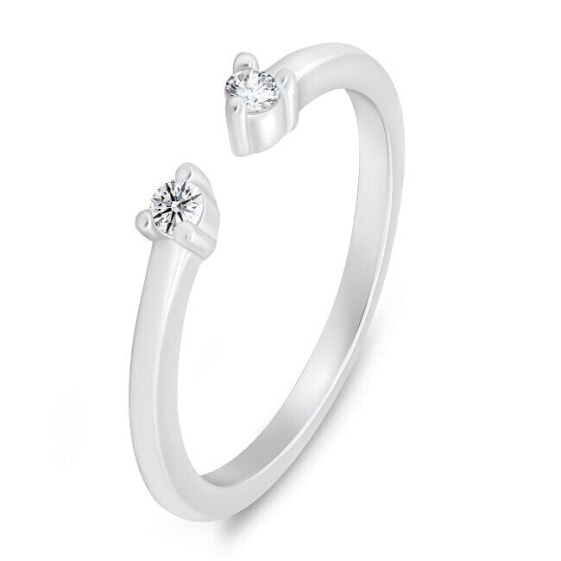Silver open ring with clear zircons RI123W