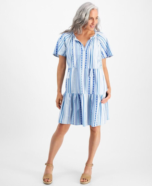 Платье Style & Co. в полоску "Mountain Stripe" для маленьких женщин, созданное для Macy's.