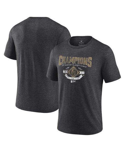 Men's Heather Charcoal Vegas Golden Knights 2023 Western Conference Champions Icing Tri-Blend T-shirt