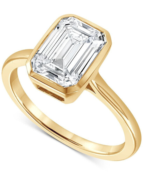 Certified Lab Grown Diamond Emerald-Cut Bezel Solitaire Engagement Ring (3 ct. t.w.) in 14k Gold