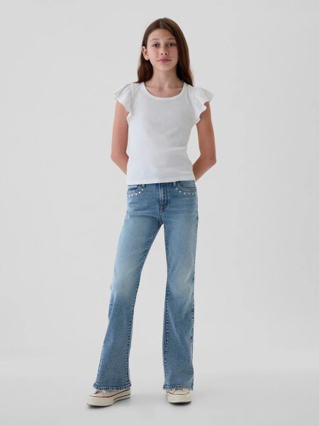 Kids High Rise Studded '70s Flare Jeans