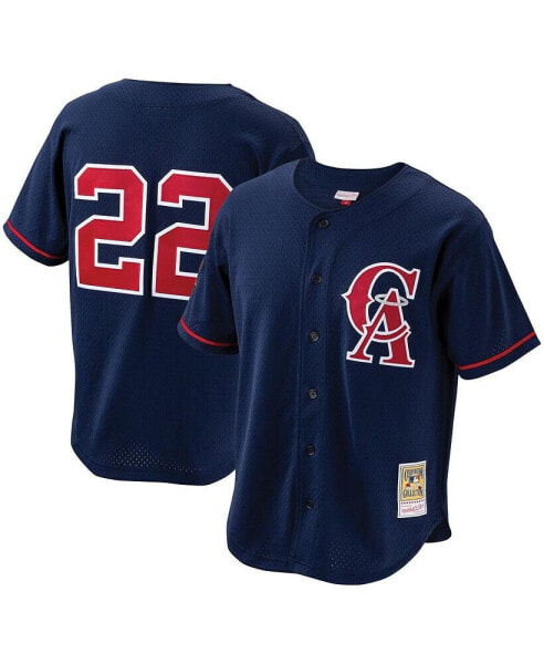 Men's Bo Jackson Navy California Angels Cooperstown Collection Mesh Batting Practice Button-Up Jersey