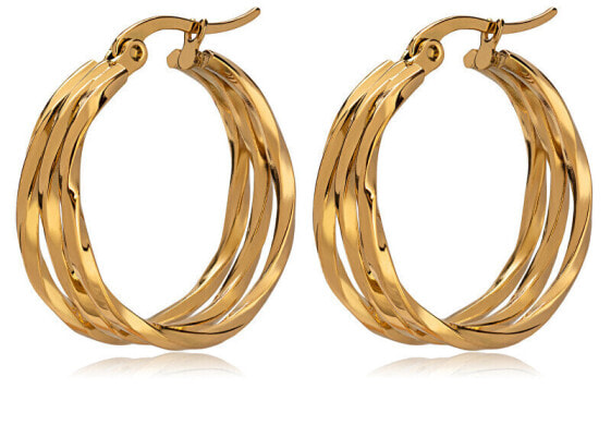 Timeless gold plated earrings circles sTO3697