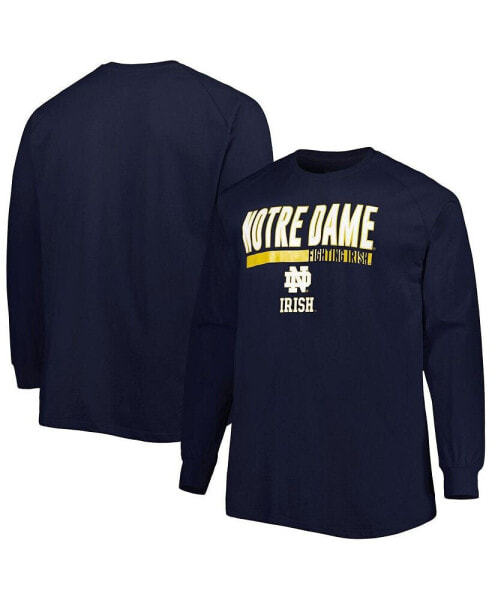 Men's Navy Notre Dame Fighting Irish Big and Tall Two-Hit Raglan Long Sleeve T-shirt