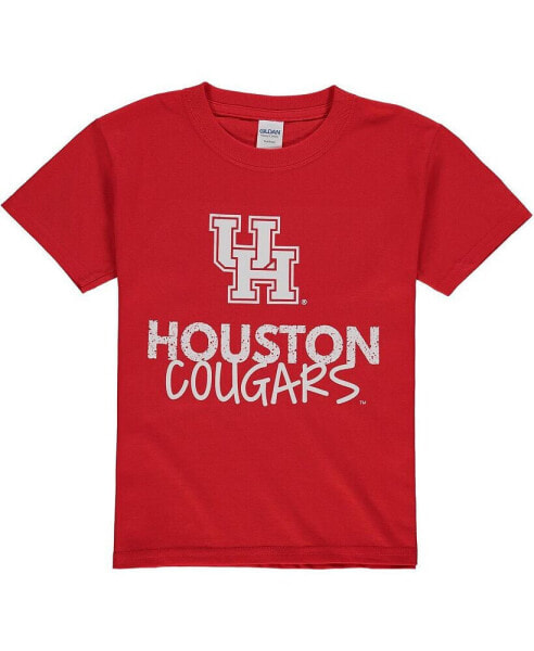 Big Boys Red Houston Cougars Logo T-shirt
