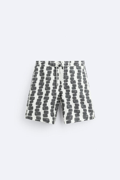 Long abstract print swimming trunks