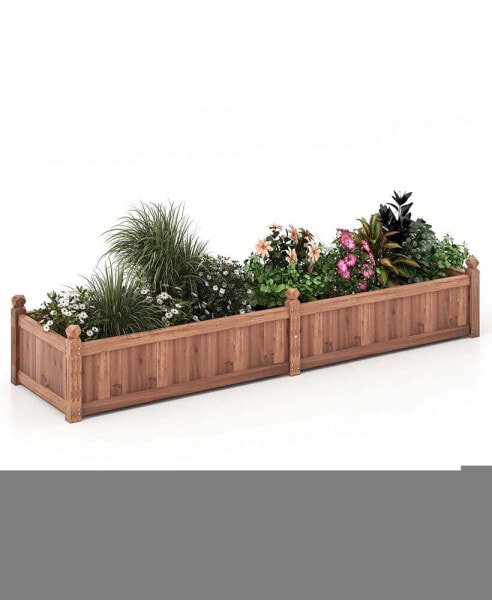 Wooden Raised Garden Bed Outdoor Rectangular Planter Box with Drainage Holes