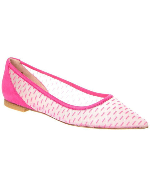 Stuart Weitzman Tasha Mesh & Suede Flat Women's Pink 6