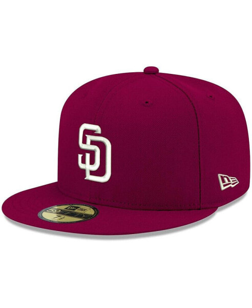 Men's Cardinal San Diego Padres Logo White 59FIFTY Fitted Hat