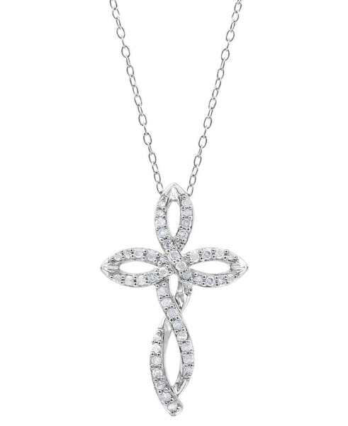 Diamond Cross 18" Pendant Necklace (1/4 ct. t.w.) in Sterling Silver