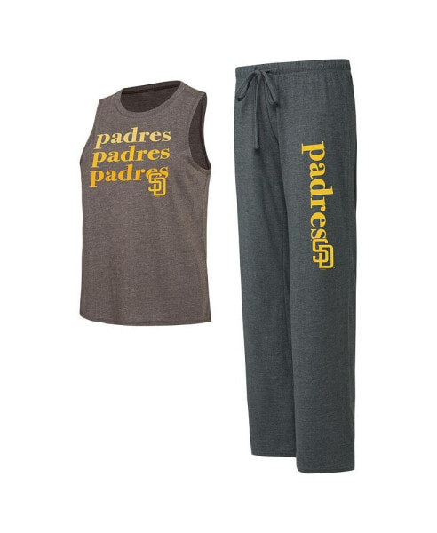 Women's Charcoal, Brown San Diego Padres Meter Muscle Tank and Pants Sleep Set