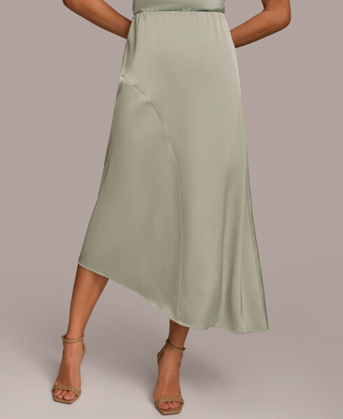 Women's Asymmetric Satin Midi Skirt