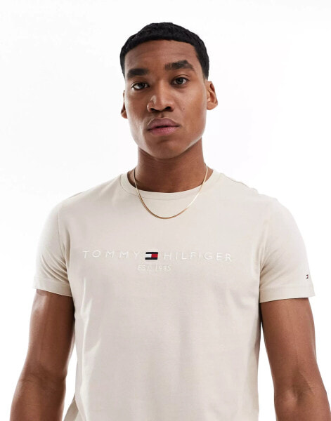 Tommy Hilfiger logo t-shirt in beige