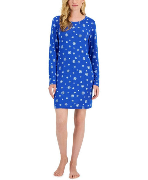 Women's Printed Long-Sleeve Soft Knit Sleepshirt, Created for Macy's