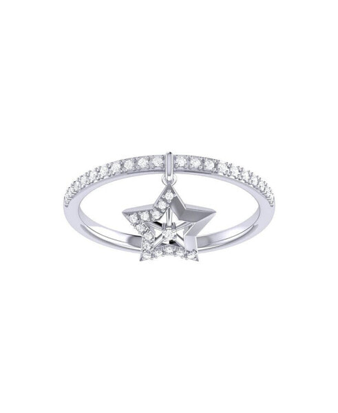 Lucky Star Design Silver Diamond Charm Women Ring