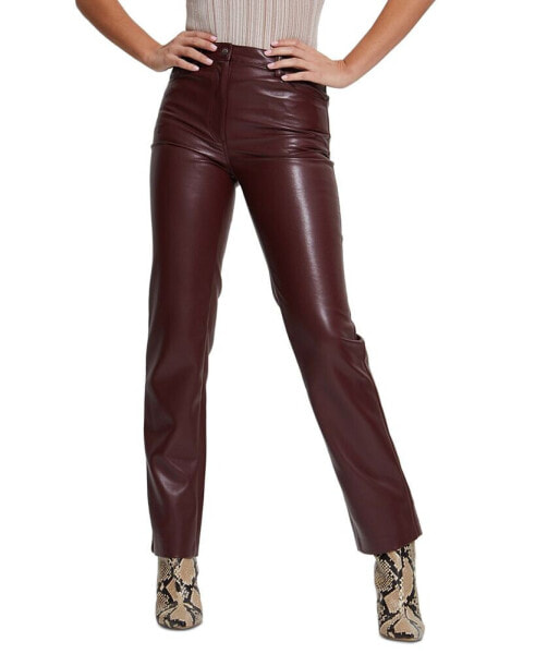 Women's Kelly Faux-Leather Straight-Leg Pants