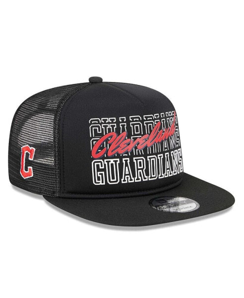 Men's Black Cleveland Guardians Street Team A-Frame Trucker 9FIFTY Snapback Hat