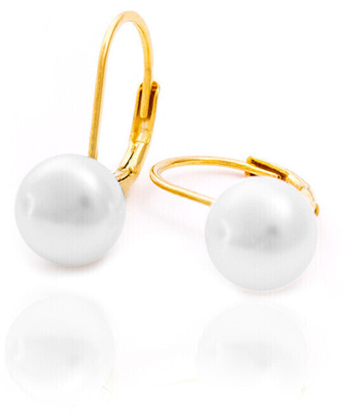 Gold plated silver earrings with real pearls AGUC2264P-GOLD