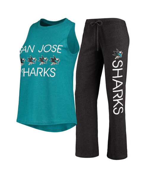 Women's Teal, Black San Jose Sharks Meter Tank Top & Pants Sleep Set