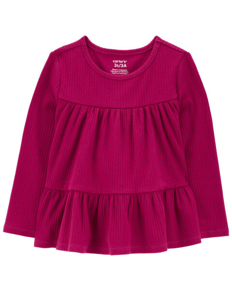 Toddler Tiered Long-Sleeve Ribbed Top 3T