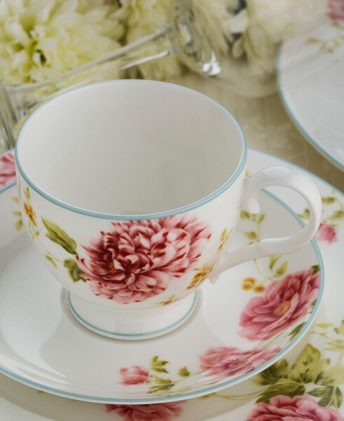 Peony Pageant Set Of 4 Cups 7 Oz.