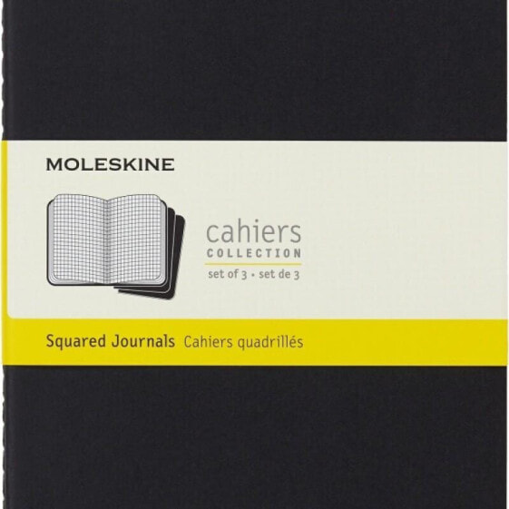 Moleskine Zestaw 3 Zeszytów MOLESKINE Cahier Journals L (13x21cm) w kratkę, 80 strony, czarny