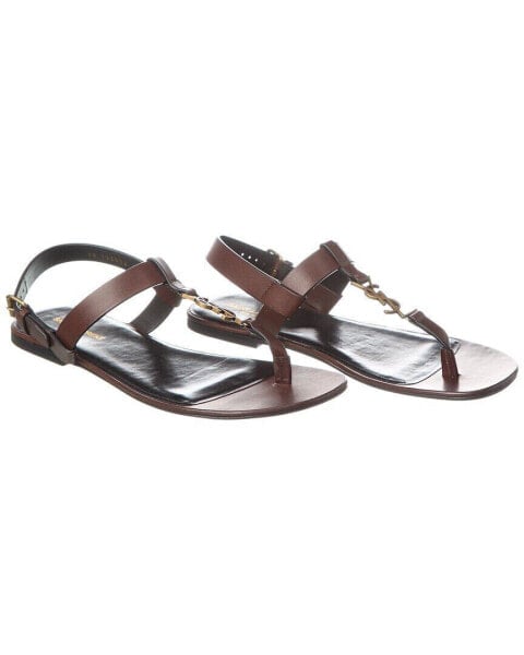 Saint Laurent Cassandra Leather Sandal (Authentic Pre-Owned) Men's Brown 43