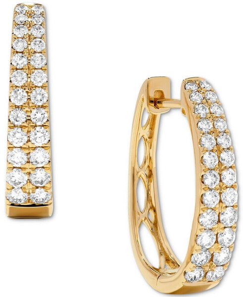 Diamond Graduated Double Row Hoop Earrings (1 ct. t.w.) in 14k White Gold or 14k Yellow Gold
