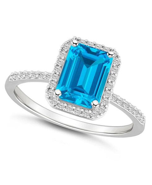Blue Topaz (2 ct. t.w.) and Lab-Grown Sapphire (1/4 ct. t.w.) Halo Ring in 10K White Gold