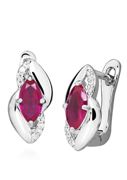 Elegant silver earrings with rubies SVLE0632SH8R100