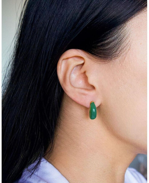 Half moon — Green chalcedony earrings