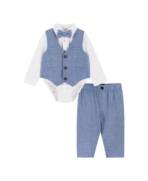 Костюм для малышей Andy & Evan синий комплект из рубашки с пуговицами и жилетки