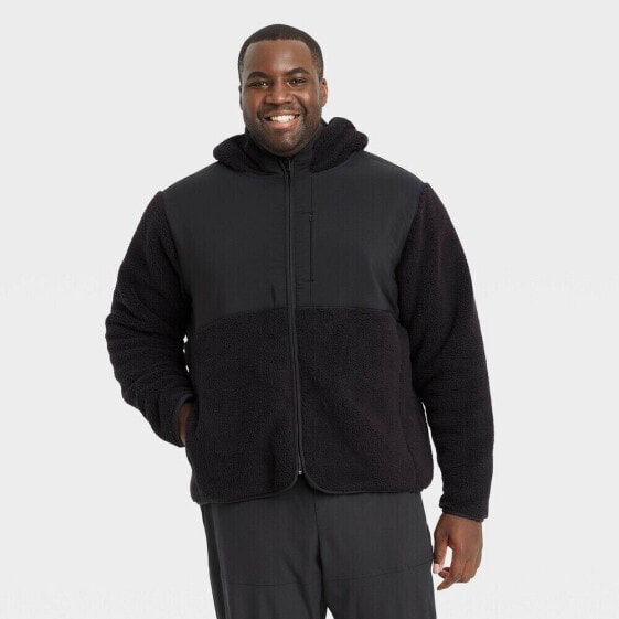 All in Motion Sweatshirt Mens 2XL Black Big & Tall Sherpa Fleece Full Zip Hooded