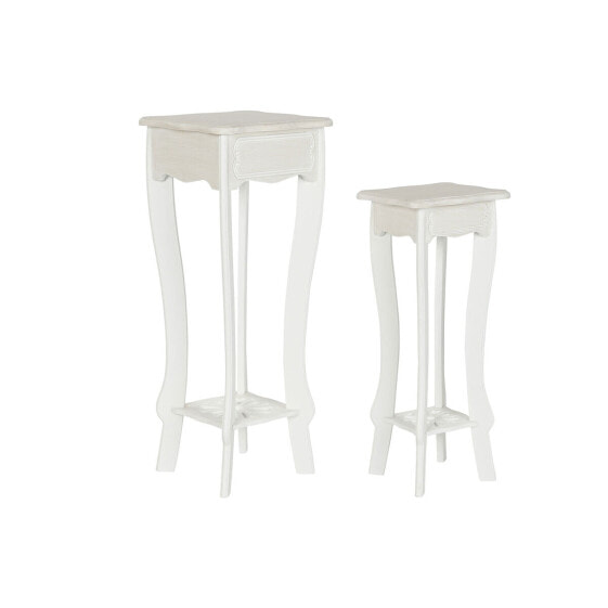 Набор из двух столиков DKD Home Decor Белый Светло-коричневый 30 x 30 x 76,5 cm