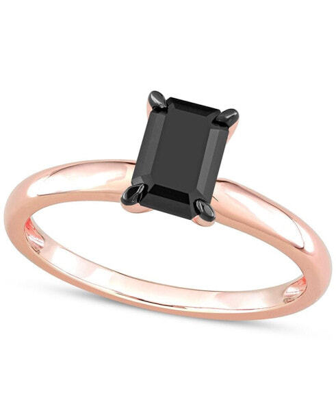 Black Diamond Emerald-Cut Solitaire Engagement Ring (1 ct. t.w.) in 14k Rose Gold