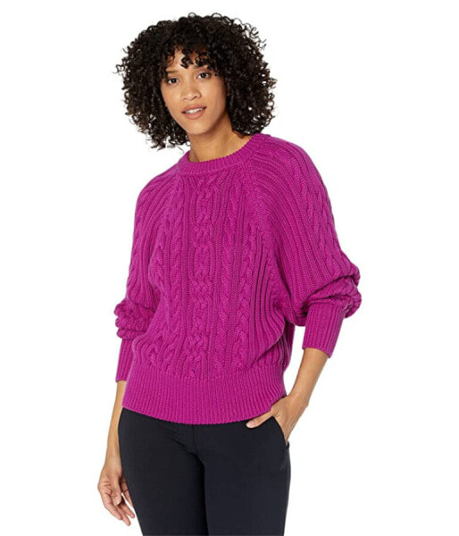 Ralph Lauren Cable-Knit Dolman Sleeve Sweater Purple Size Large
