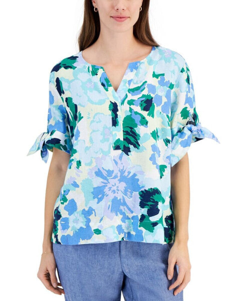 Блузка Garden Blur из льна для женщин Charter Club 100%, созданная для Macy's