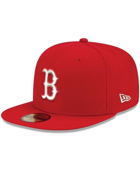Men's Red Boston Red Sox Logo White 59FIFTY Fitted Hat