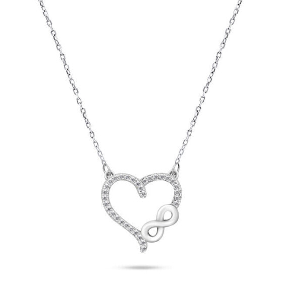 Romantic silver necklace with zircons NCL52W