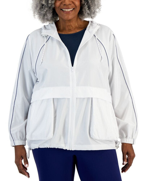 Plus Size Packable Zip-Front Hooded Jacket, Created for Macy's