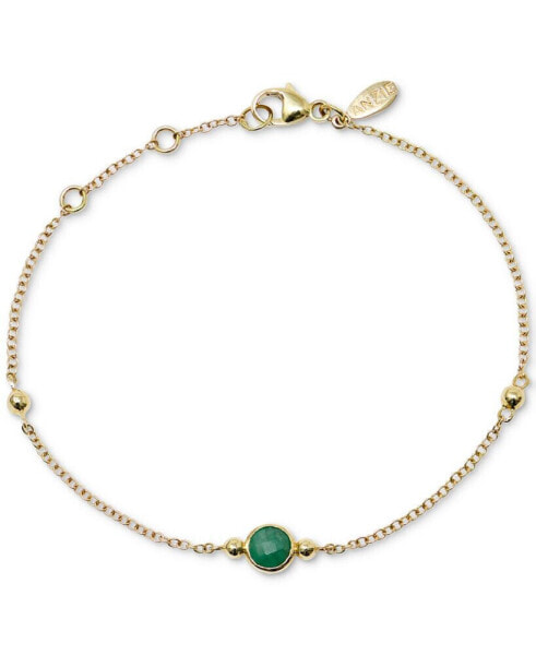 Emerald & Bead Chain Link Bracelet in 14k Gold