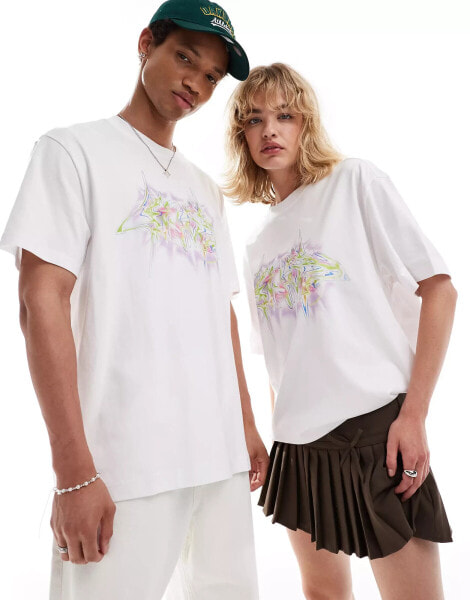 Weekday Unisex oversized t-shirt with dreamland graphic print in white