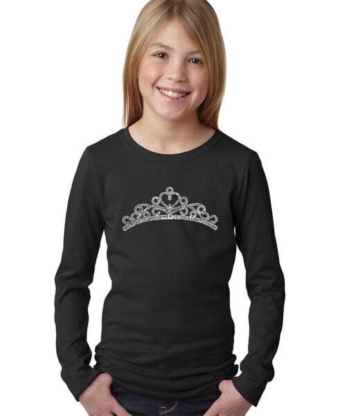 Big Girl's Word Art Long Sleeve T-Shirt - Princess Tiara