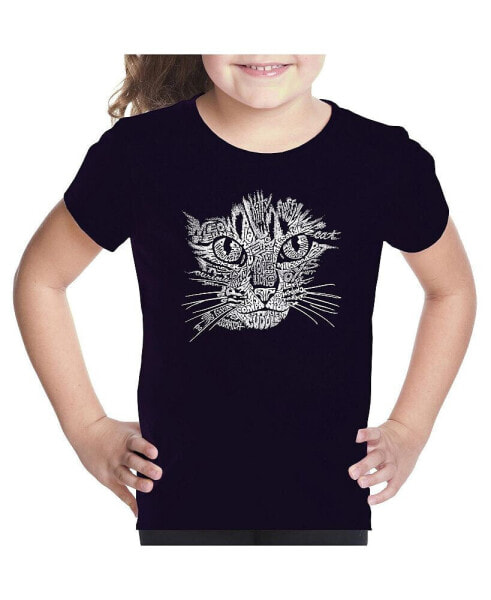 Big Girl's Word Art T-shirt - Cat Face