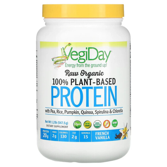 Растительный протеин Natural Factors Органический сырой 100% на основе растений Ваниль Французская 1,2 фунта (547,5 г)